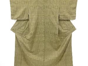 リサイクル　亀甲に抽象模様織り出し西陣お召着物